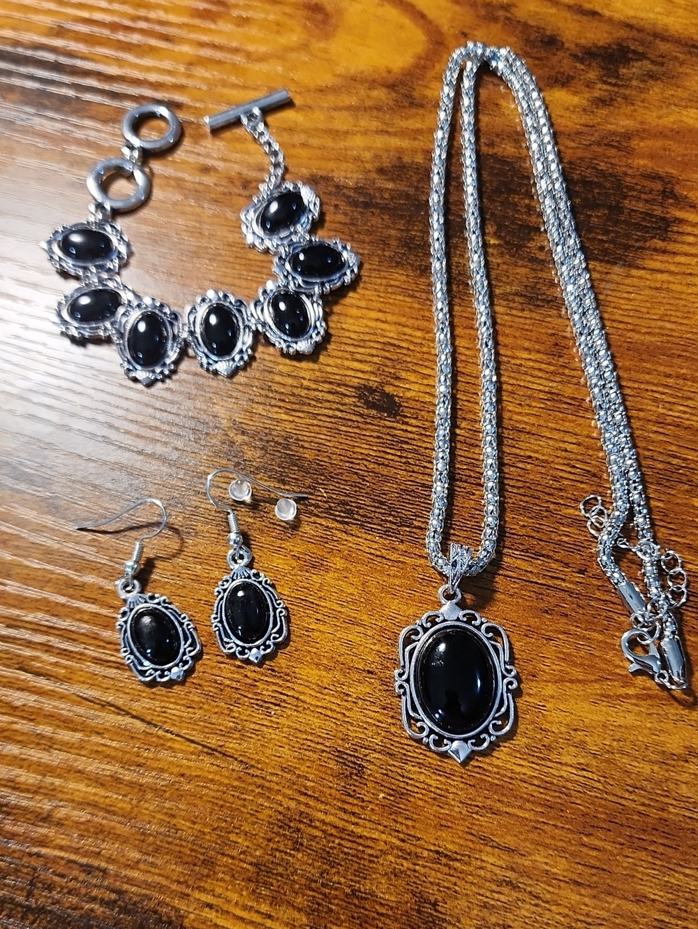 1 Set Vintage Bohemian Style Black Floral Geometric Pattern Jewelry Set